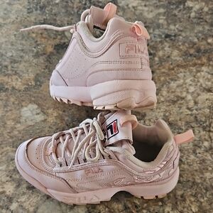 Fila Size 6 Women's Pink Disrupter II Shoes With‎ Rose Embroidery